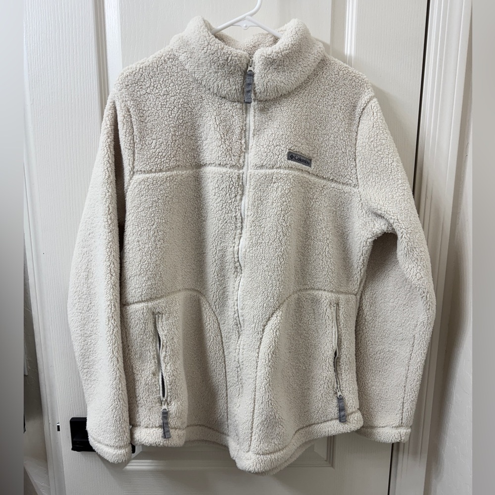 Columbia ivory cream off white full zip sherpa fleece size XL